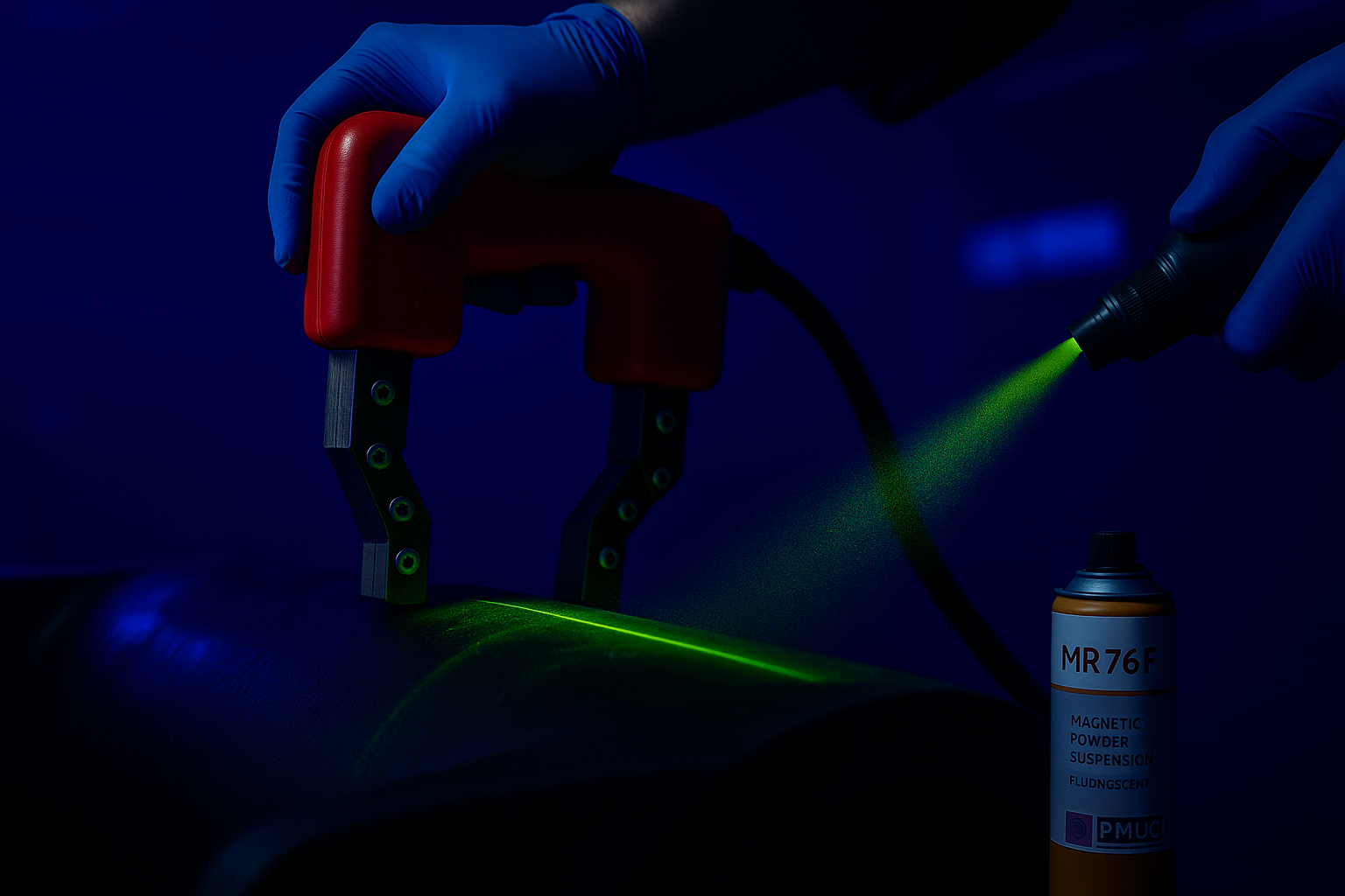 Aplicare spray fluorescent sub lumină UV